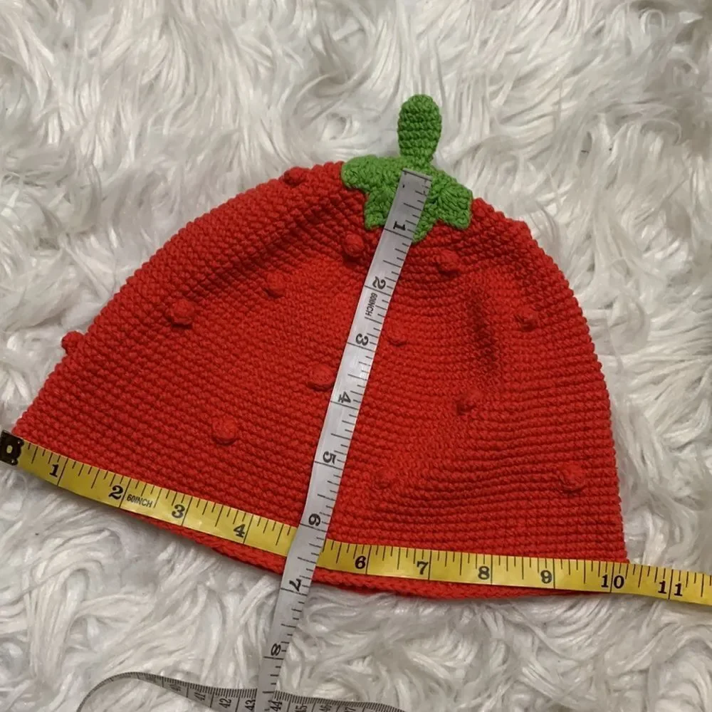 🟢3 for $20——-Beanie HAND MADE strawberry beanie cotton size medium